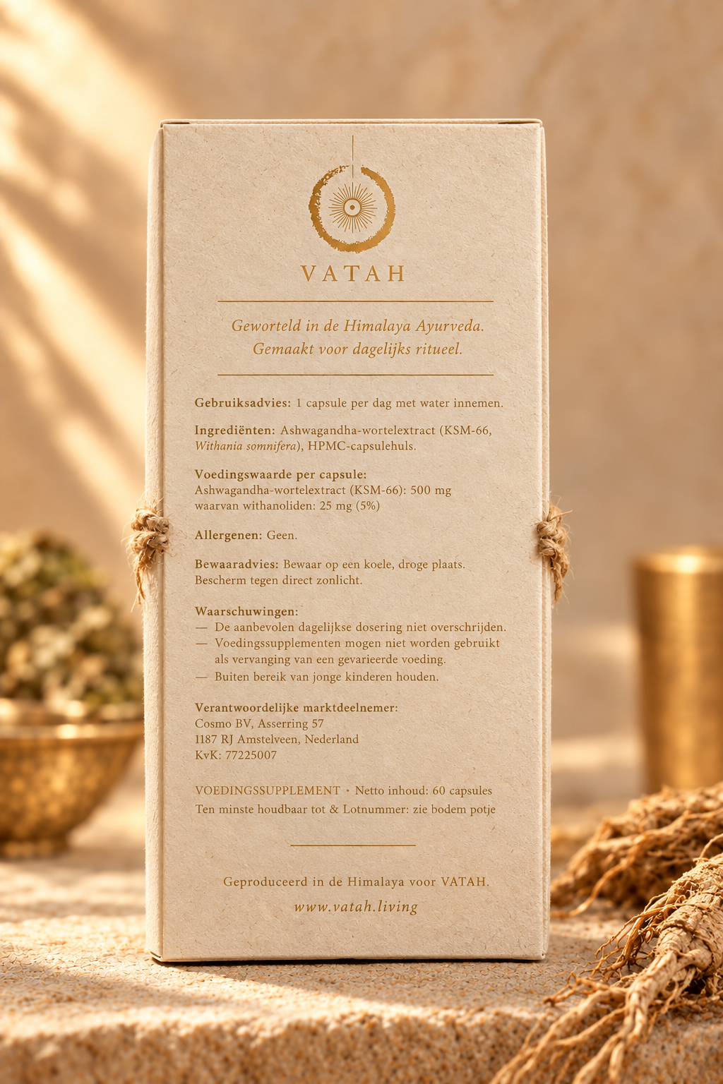 VATAH Ashwagandha KSM-66 — box back label