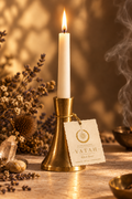 VATAH Brass Candle Holder — product with candle lit
