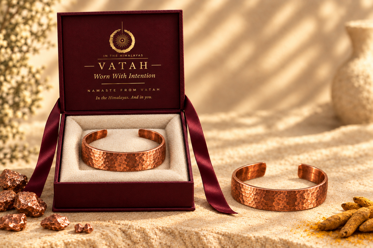 VATAH Copper Cuff — gift box open