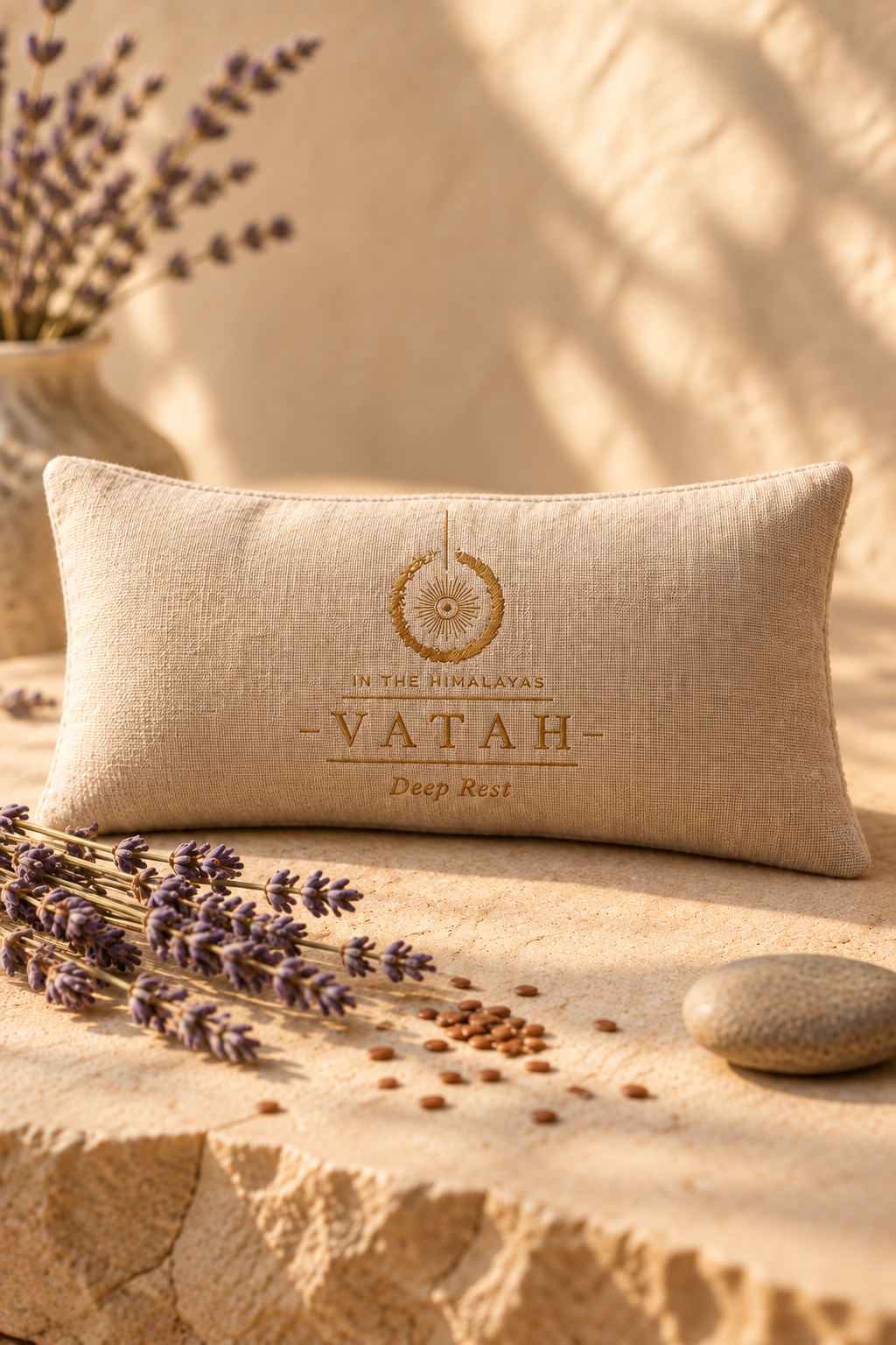 VATAH Weighted Eye Pillow — back with VATAH logo