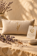 VATAH Weighted Eye Pillow — front with moon motif and tag