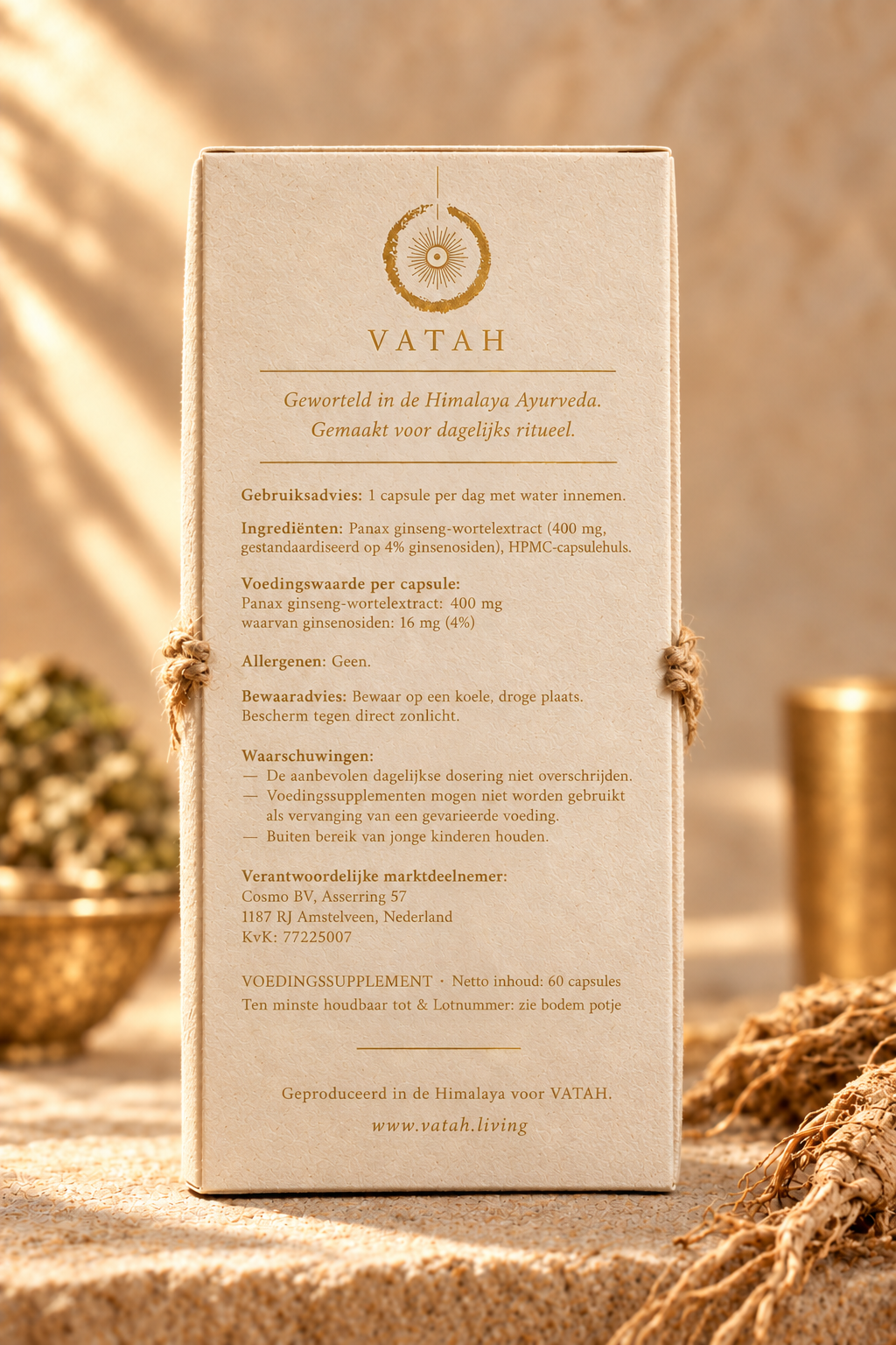 VATAH Ginseng — box back label