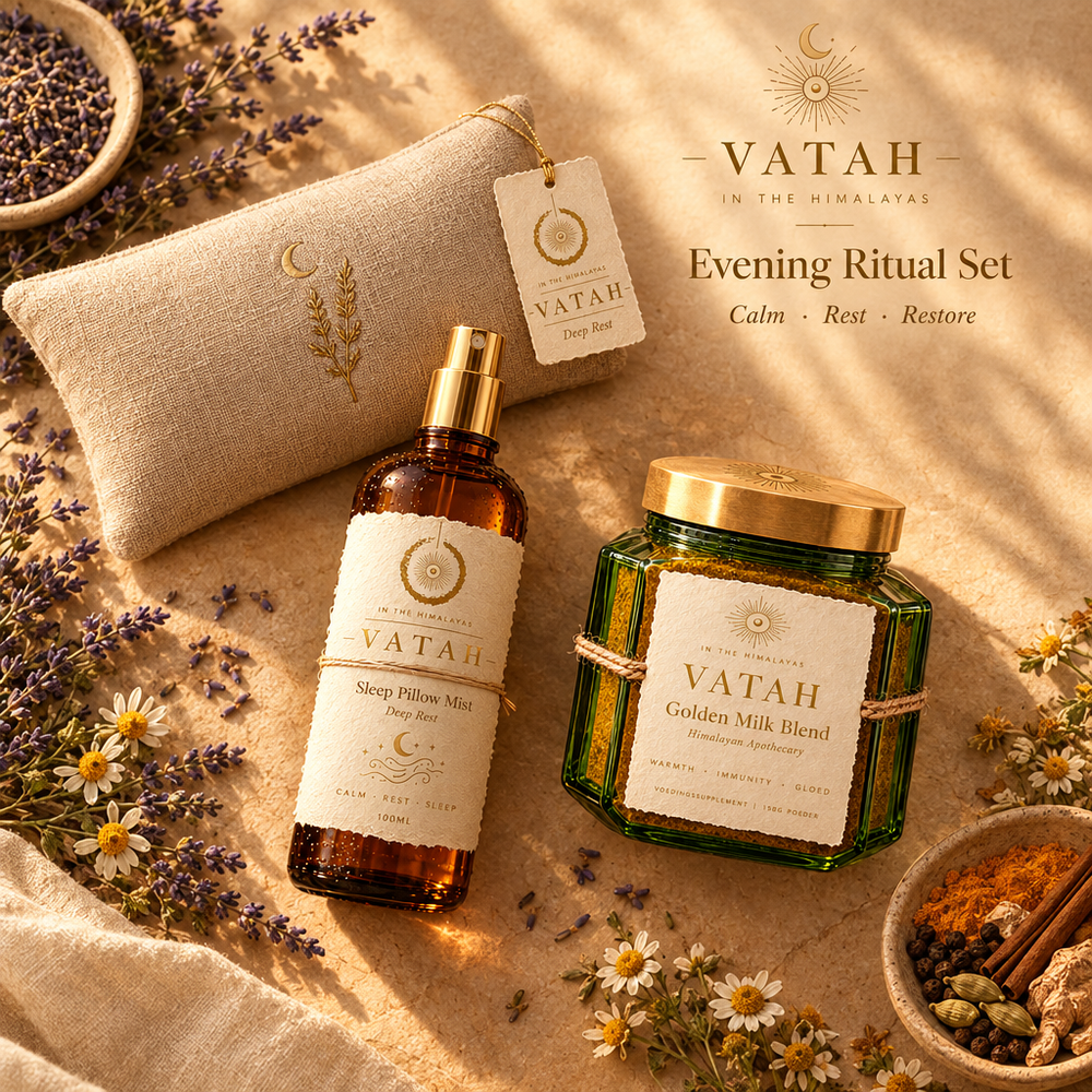 VATAH Evening Ritual Set — Eye Pillow, Sleep Mist and Golden Milk