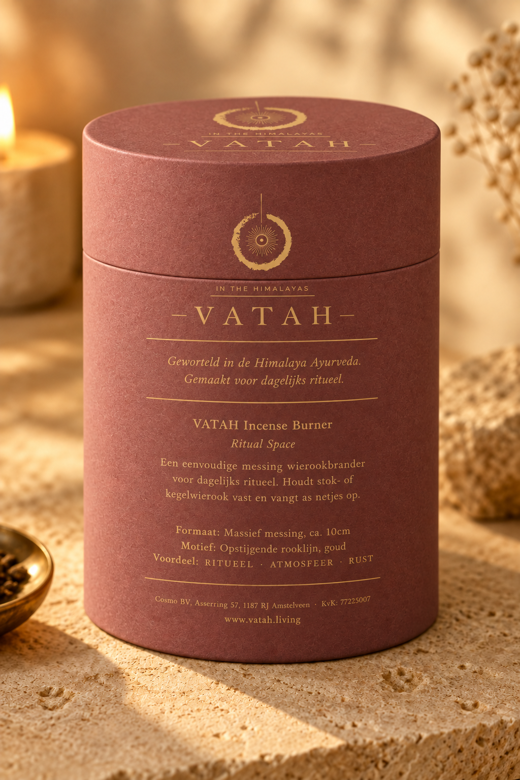 VATAH Incense Burner — gift box back label