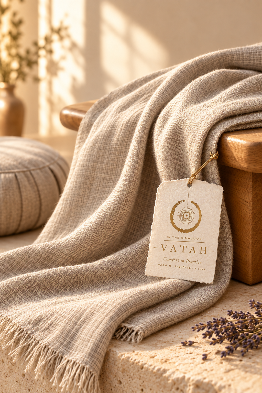 VATAH Linen Meditation Shawl — draped product