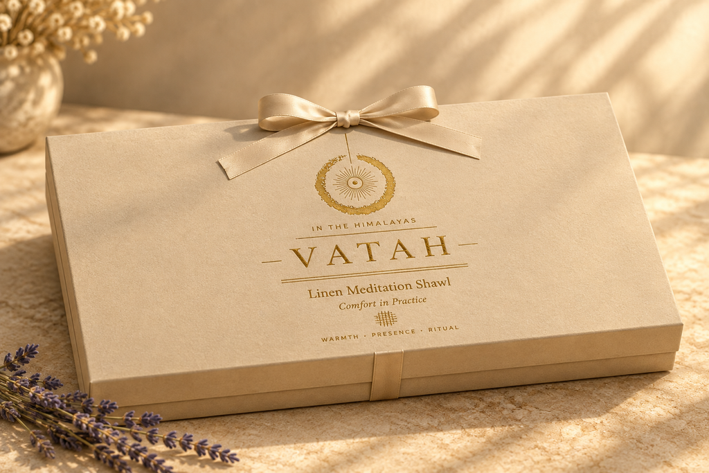 VATAH Linen Meditation Shawl — gift box closed