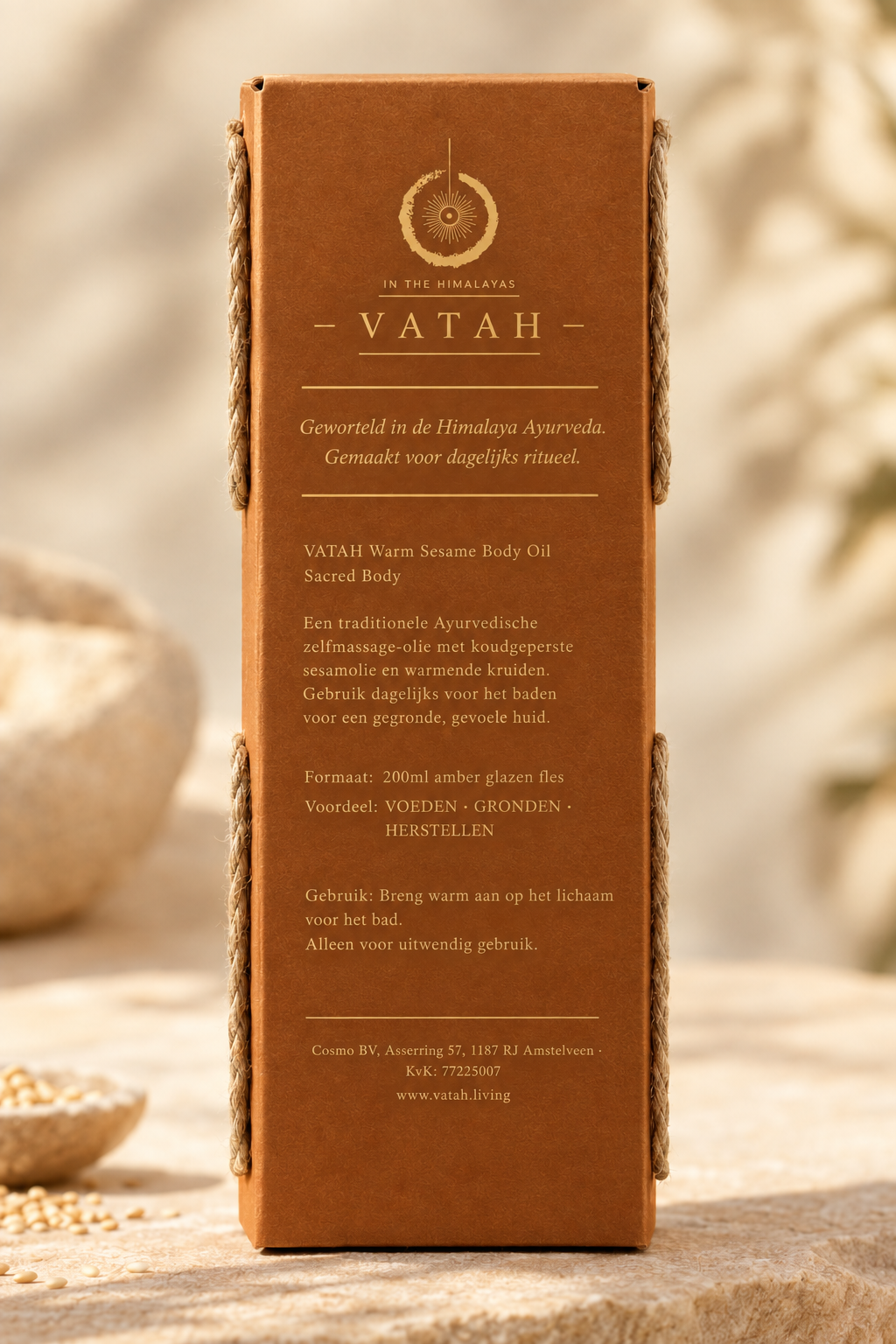 VATAH Warm Sesame Body Oil — box back label